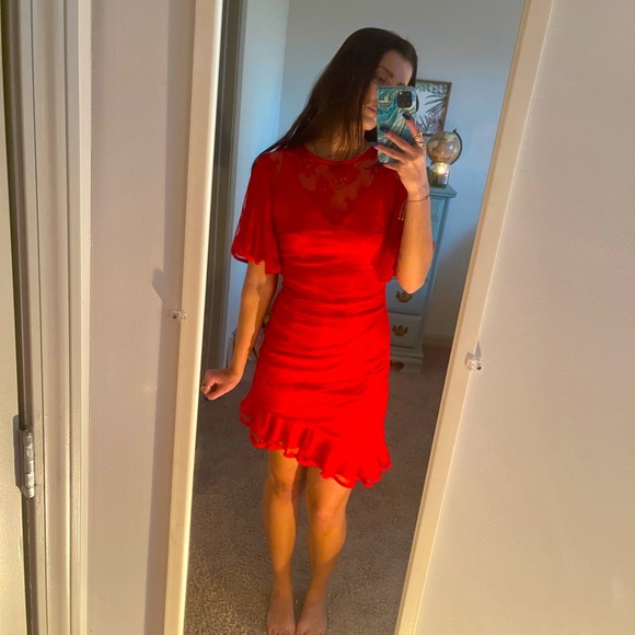 Little Red Lace Dress - Picture 2 of 6